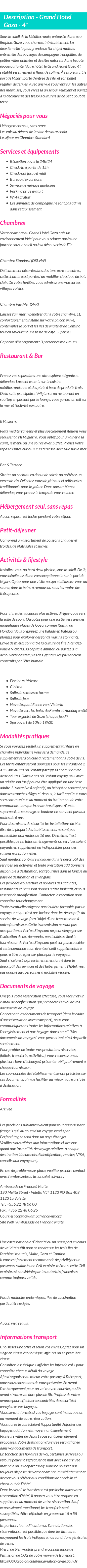 Détails du séjour