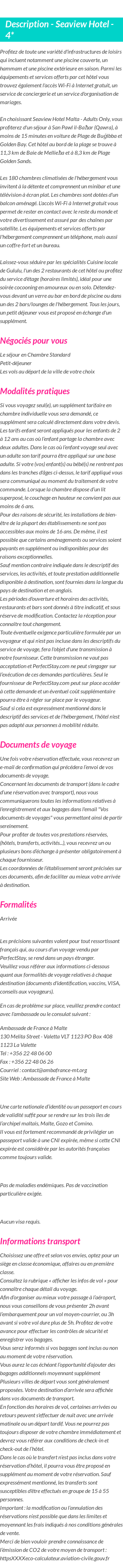 Détails du séjour