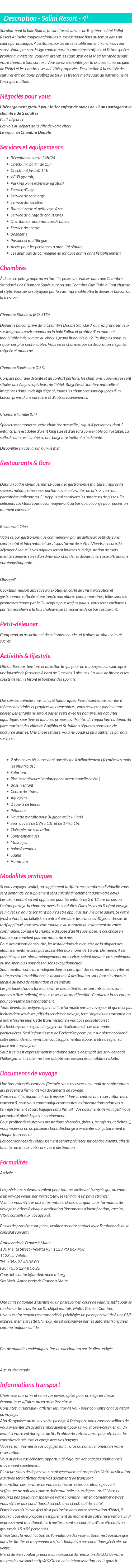 Détails du séjour