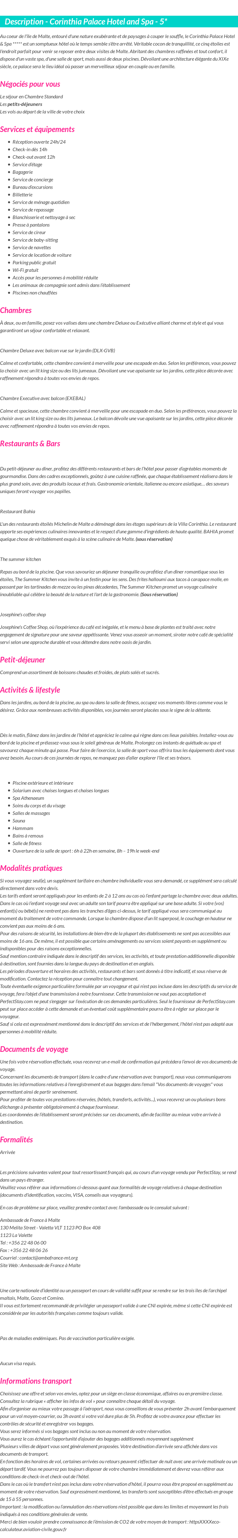 Détails du séjour