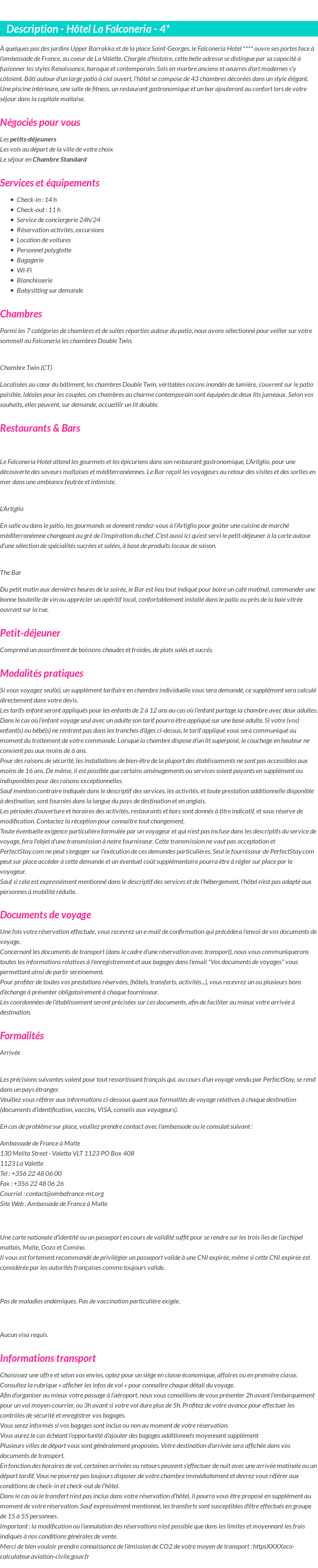 Détails du séjour