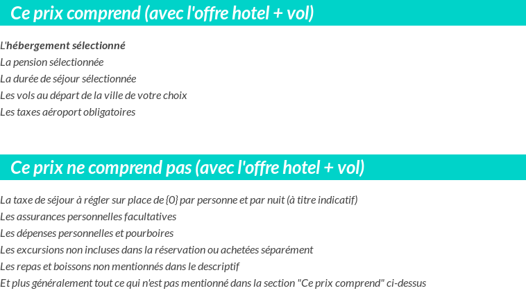 Conditions tarifaires