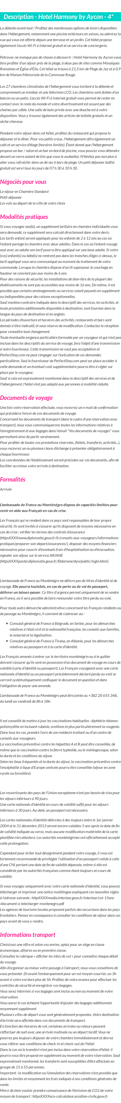Détails du séjour