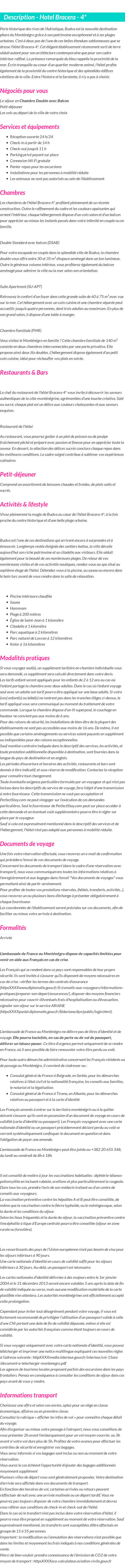 Détails du séjour