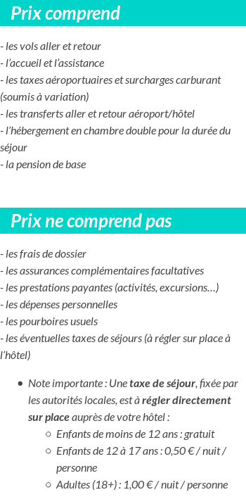 Conditions tarifaires