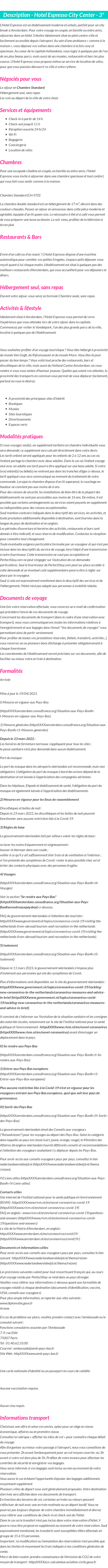 Détails du séjour