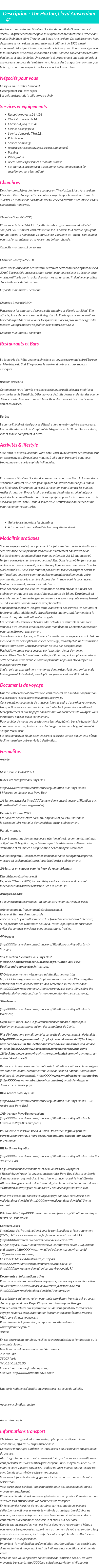 Détails du séjour