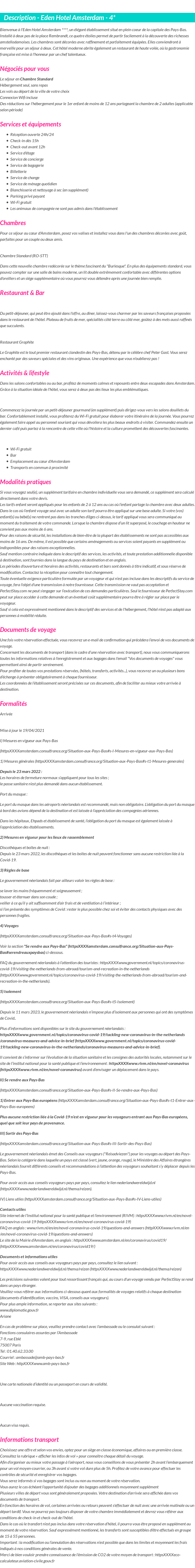 Détails du séjour