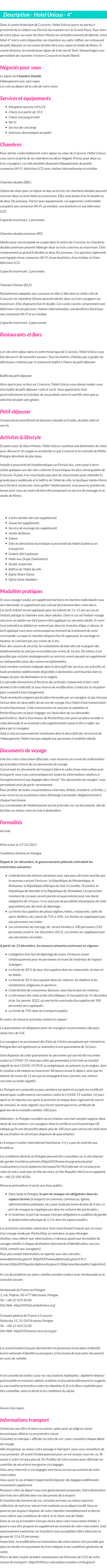 Détails du séjour