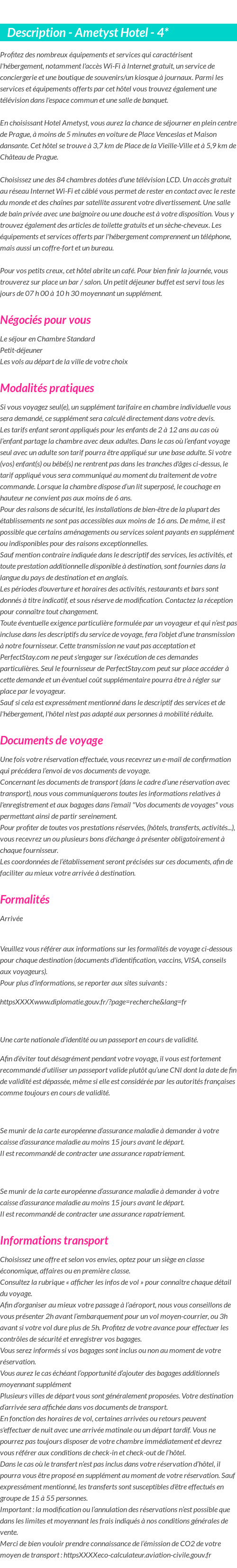 Détails du séjour