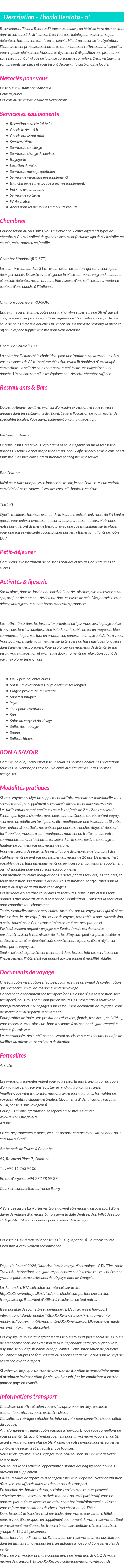 Détails du séjour