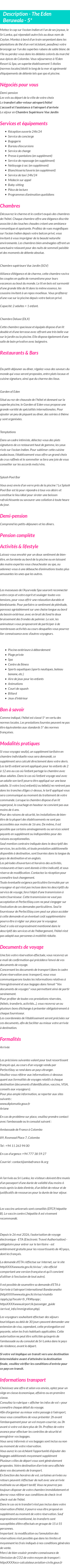 Détails du séjour