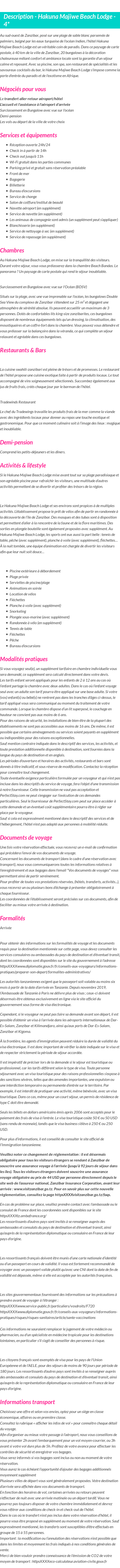 Détails du séjour