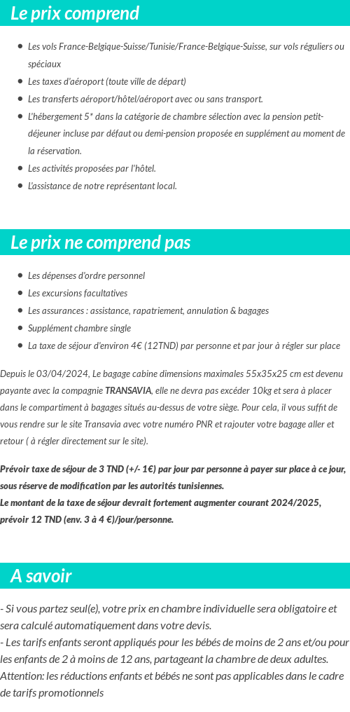 Conditions tarifaires
