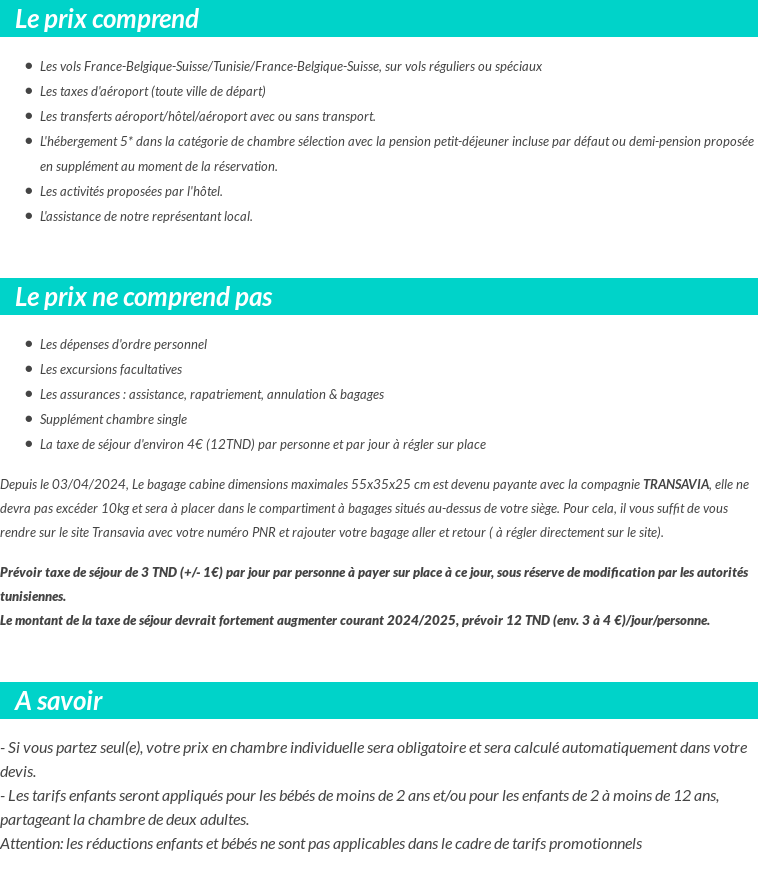 Conditions tarifaires