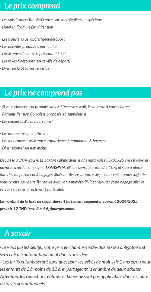 Conditions tarifaires