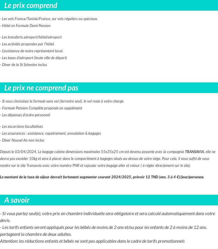 Conditions tarifaires