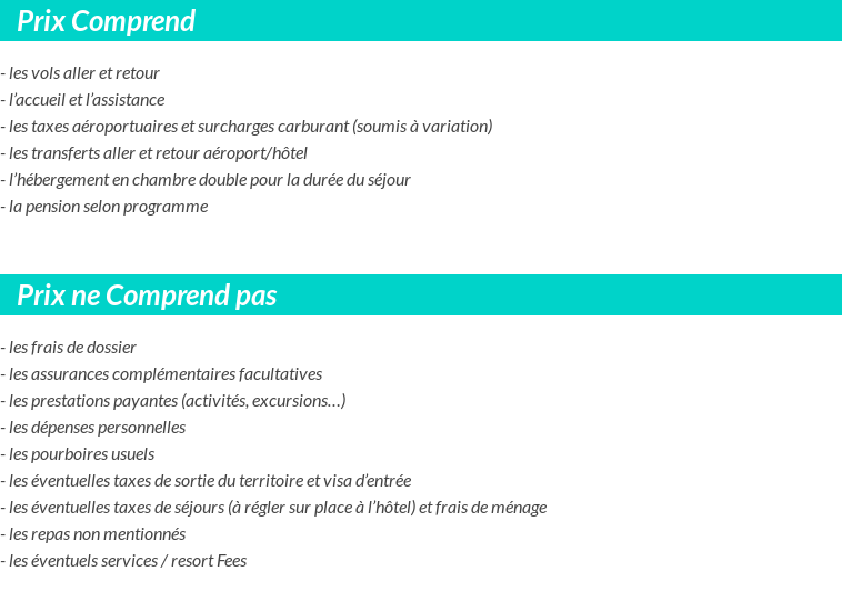 Conditions tarifaires