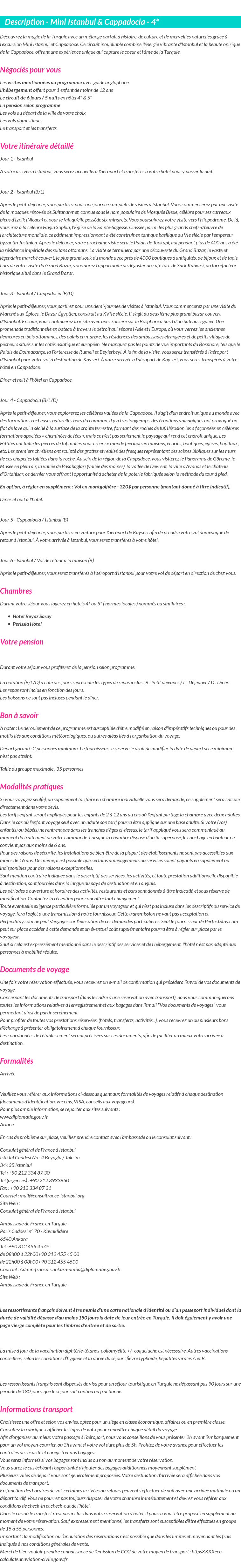 Détails du séjour