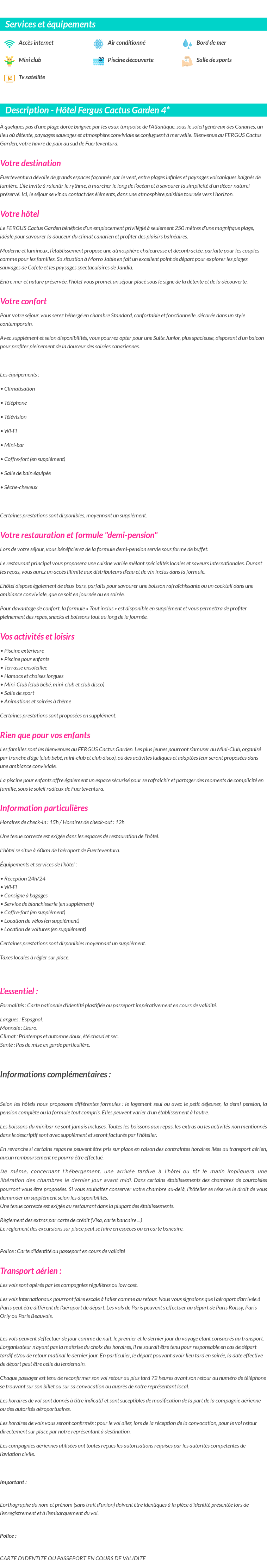 Détails du séjour