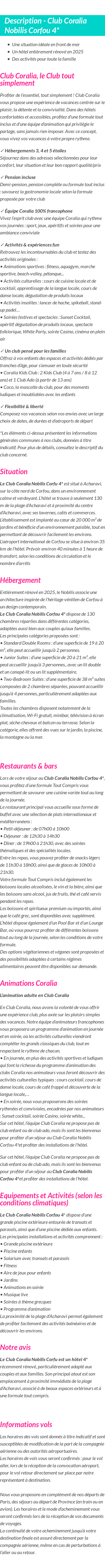 Détails du séjour