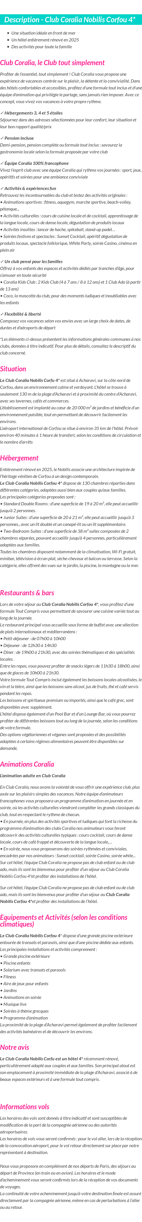 Détails du séjour
