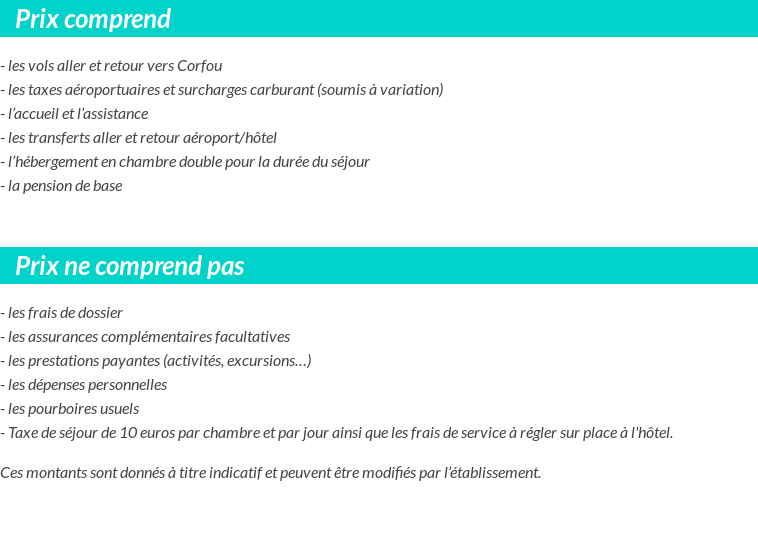 Conditions tarifaires