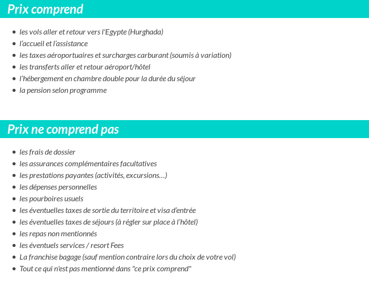 Conditions tarifaires