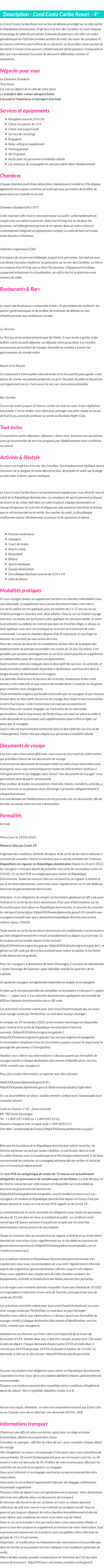 Détails du séjour