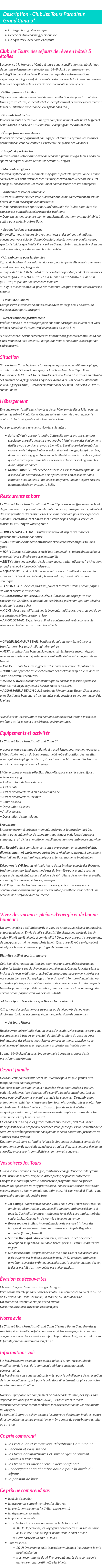 Détails du séjour