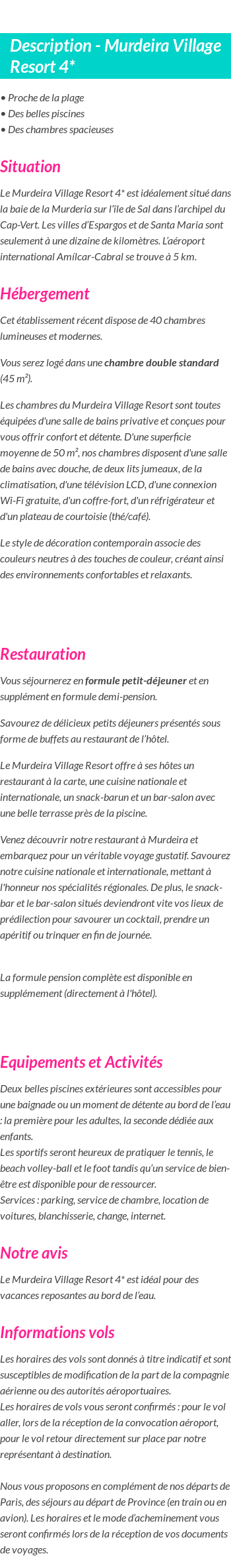 Détails du séjour