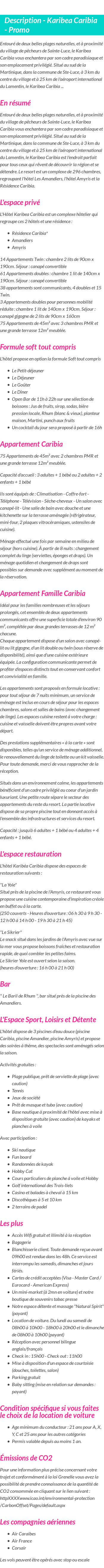 Détails du séjour