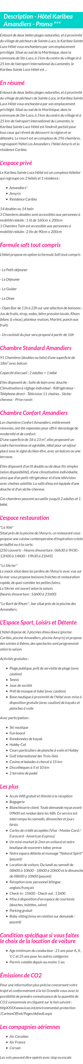 Détails du séjour