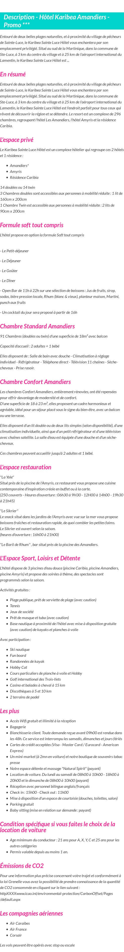 Détails du séjour