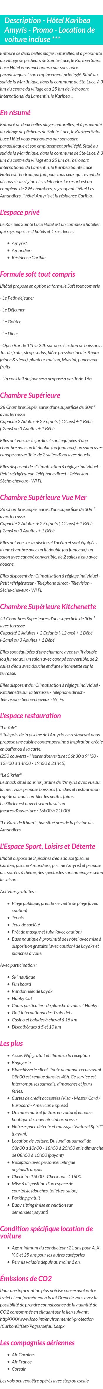 Détails du séjour