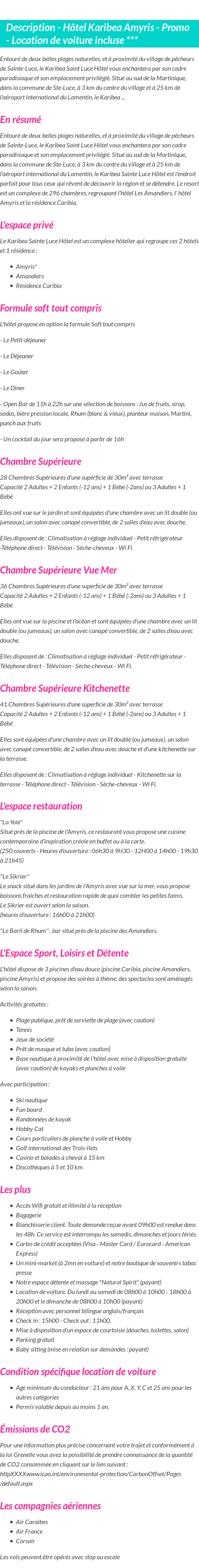 Détails du séjour