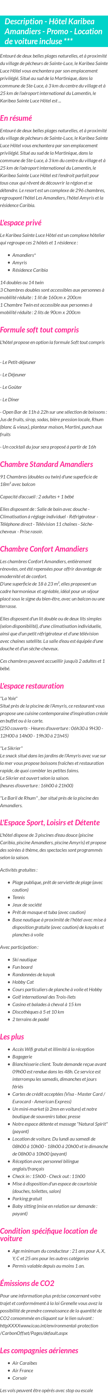 Détails du séjour