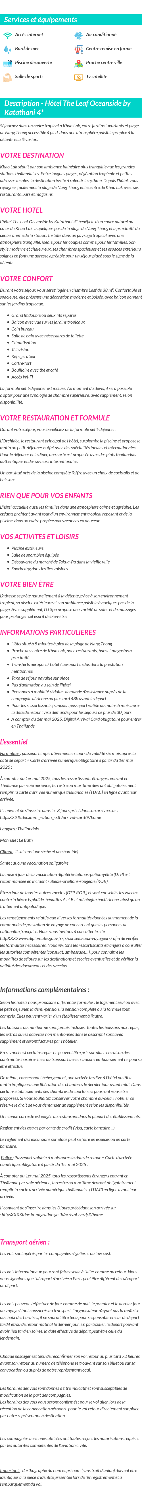 Détails du séjour