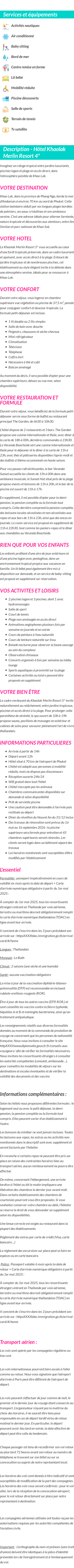 Détails du séjour