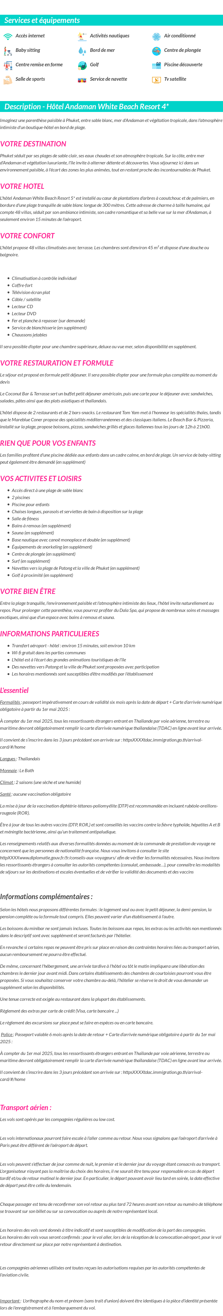Détails du séjour