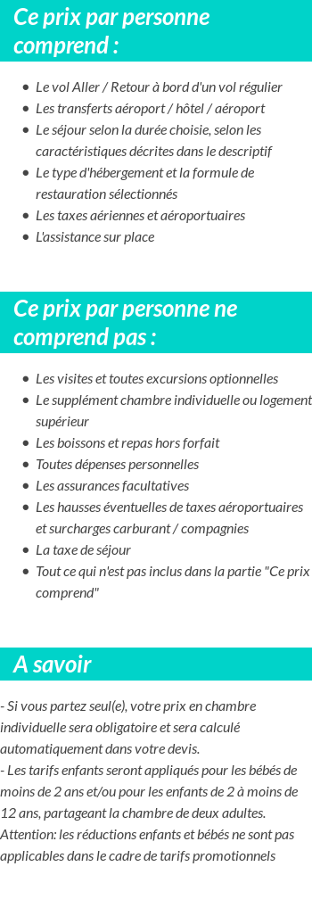 Conditions tarifaires