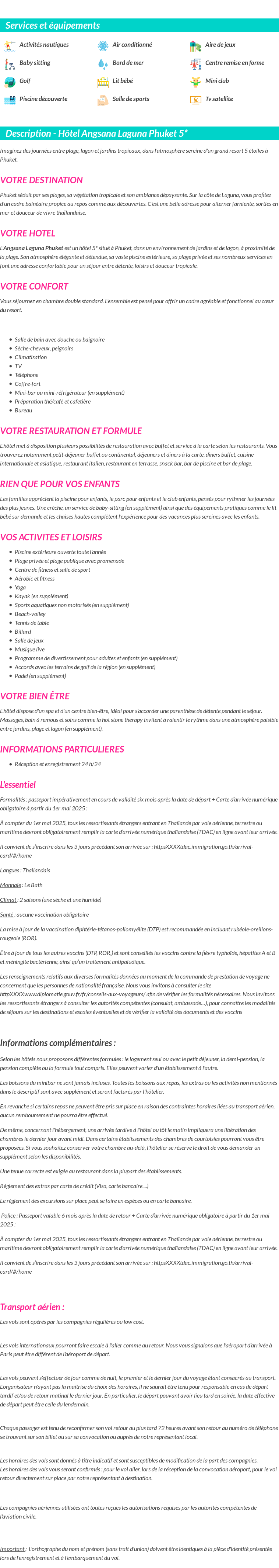 Détails du séjour