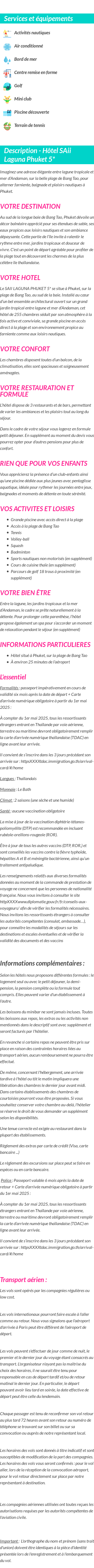 Détails du séjour