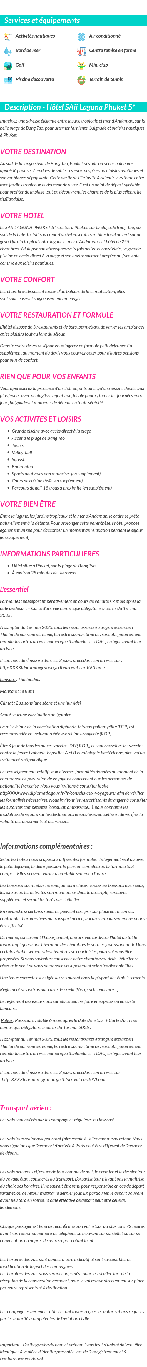 Détails du séjour