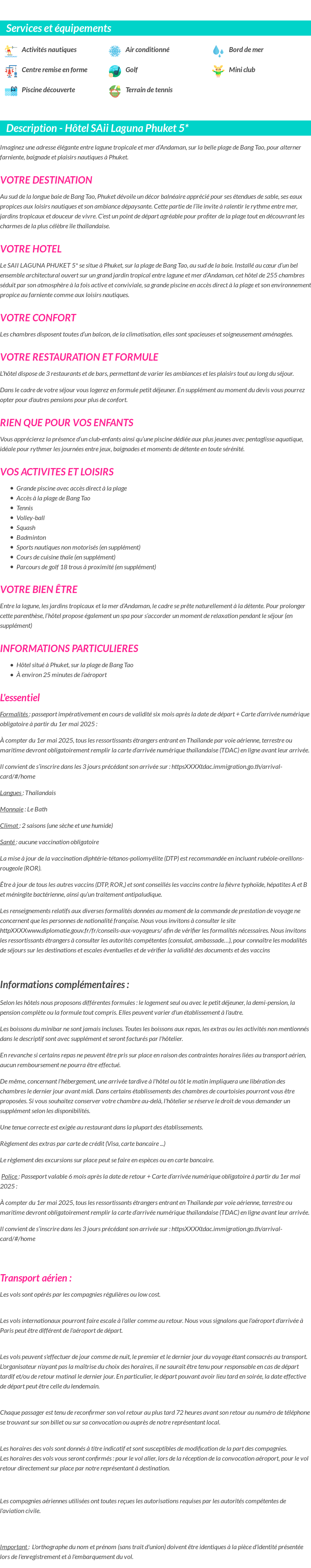 Détails du séjour