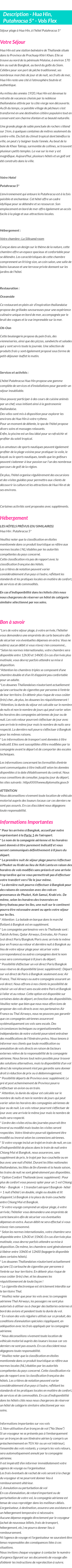 Détails du séjour