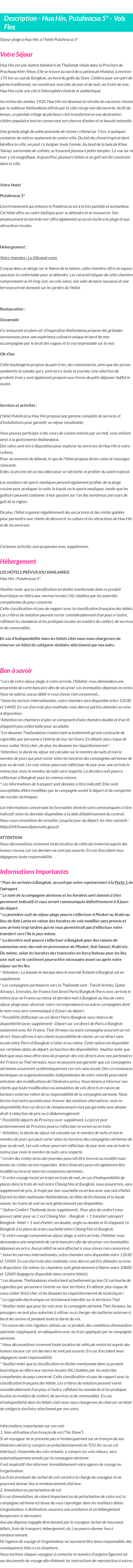 Détails du séjour