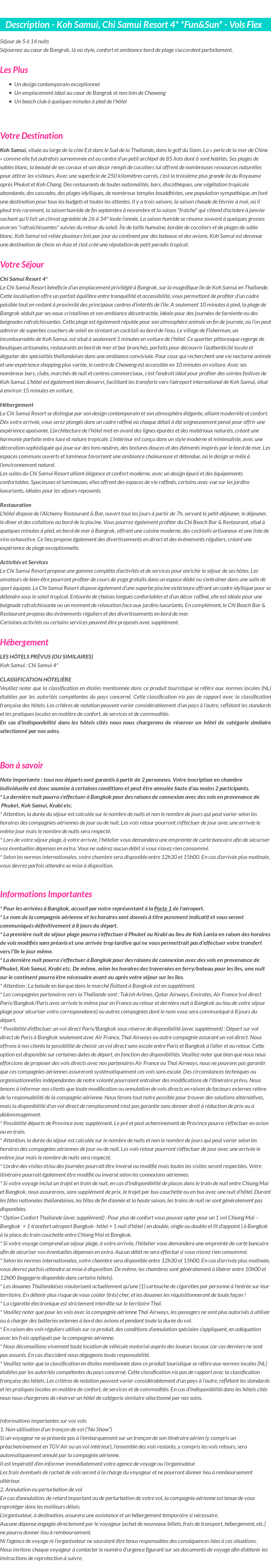 Détails du séjour