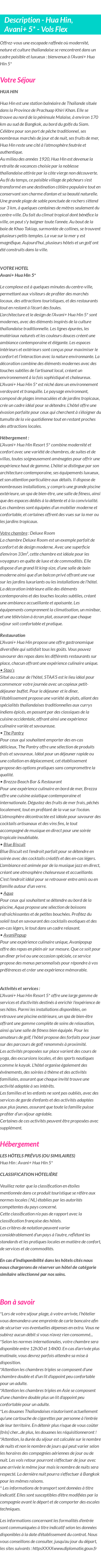 Détails du séjour