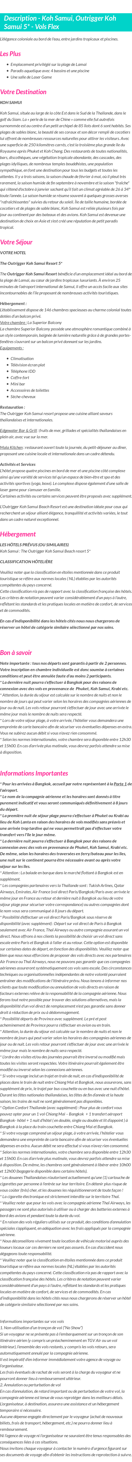 Détails du séjour
